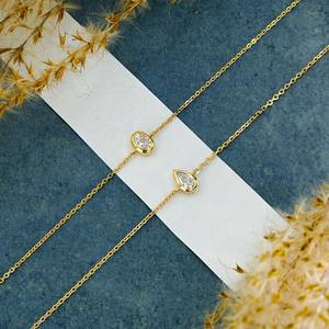 High Quality Solid Gold Bezel Set Oval or Pear Shape Natural Dia Adjustable Drawstring Bracelet Drop Shipping Wholesale - Product Image 6