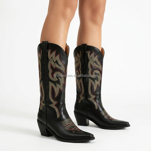 Bottes de cowboy/cowgirl noires à enfiler CHENO avec logo personnalisé, prêtes à être expédiées, pour femmes, pour boutique western - Product Image 2