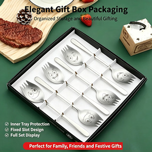 Ensemble de fourchettes modernes en acier inoxydable, non revêtues, poli miroir, écologiques, pour desserts, emballage cadeau - Product Image 1