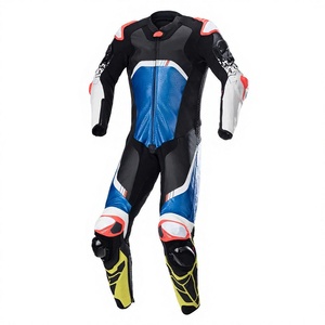 Unisex Full Sleeve Motorcycle Racing Suit Modal 160g Color <b>Blocked</b> Breathable All Seasons One Piece Jacket Pant - Product Image 1