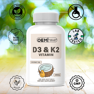 Oem hiệu lực cao Vitamin D3 + K2 MK-7 bổ sung-10,000 iu D3 & 200mcg K2 mỗi Softgel, 60 đếm - Product Image 2