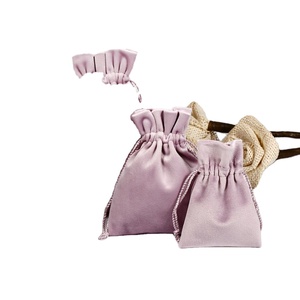 Custom Print Drawstring Cosmetic Makeup <b>Gift</b> Jewelry Necklace Package Velvet Fabric <b>Bags</b> <b>Luxury</b> Pouch With Draw String - Product Image 1