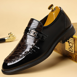 Mocasines de Punta Puntiaguda para Hombre, de Color Sólido, de Cuero Genuino, con Hebilla Decorativa, Zapatos Casuales de Negocios - Product Image 1