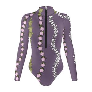 Traje de baño con cremallera Upf50 + diseño personalizado Puakenikeni flor Rosa <span class=keywords><strong>Aloha</strong></span> estampado Hawaiano <span class=keywords><strong>surf</strong></span> una pieza traje de baño con cremallera para mujer - Product Image 3