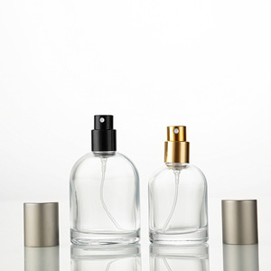 In Stock 30ml Round Belly <b>Glass</b> Perfume <b>Bottles</b>, <b>Empty</b> Refillable Spray Containers with Electroplated Aluminum Caps - Product Image 3