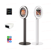 Photomaton portable en aluminium rond de qualité supérieure avec éclairage LED RGB et angle réglable pour location de mariage