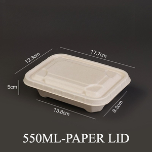 Kotak Makan Bento Sushi Salad Ramah Lingkungan Biodegradable Dapat Digunakan Kembali dari Kertas, Bentuk Persegi Panjang, 550ml, Grosir, untuk Bawa Pulang - Product Image 2
