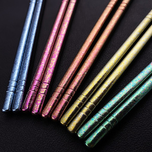 Pure Titanium <b>Chopsticks</b> Round Hollow <b>Reusable</b> Travel Cutlery Solid Color Adult Gift Business Style - Product Image 2