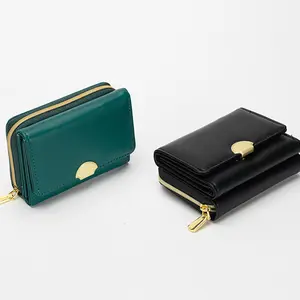 Pu Leather Men Women Card Holder Clutch Purse For Women Luxury Small Gold Zipper Coin Purses Design Credit Bags Short Wallet