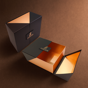 Benutzer definierte Premium-Design Doppeltür offen Gold karte Inlay Magnet verschluss Starre Pappe Papier Geschenk verpackung <span class=keywords><strong>Box</strong></span> für Kleidung - Product Image 3