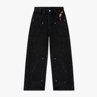 Pantalon en jean délavé et déchiré à jambe large et coupe ample, style européen streetwear, avec poches surpiquées, pour homme – Tendance et stylé