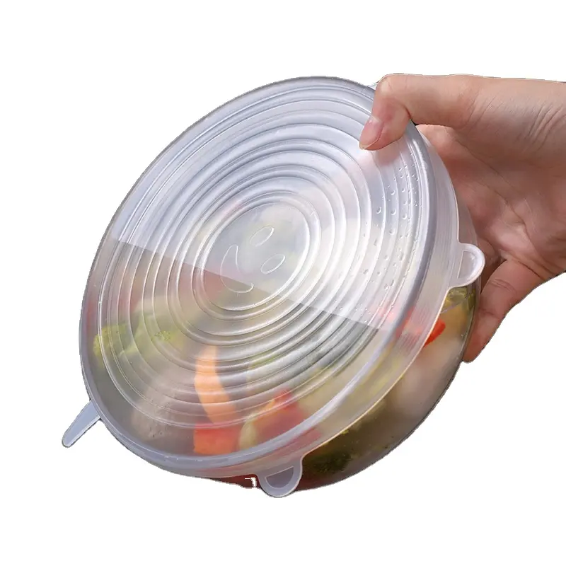 Penutup pengawet silikon, film pengawet sayuran buah kulkas tutup segel mangkuk Repeatable rumah tangga 6 buah/set