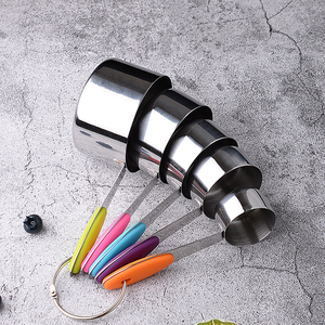 Dụng Cụ Đo Lường Nhà Bếp Bộ Thìa Và Cốc Đo Lường Bằng Thép Không Gỉ 304 Tay Cầm Silicon Nhiều Màu Có Cân - Product Image 4