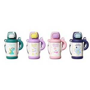 Childrens Dual Drink Straw Water Bottle 316 Stainless Steel Large Capacity Portable Cartoon Design For School Use - Product Image 5