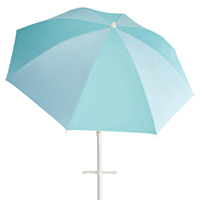 Parasol de plage extérieur bleu 2,4 m, réglable, anti-UV, résistant au vent fort, avec vis pour le sable – Vente en gros usine pour l'été