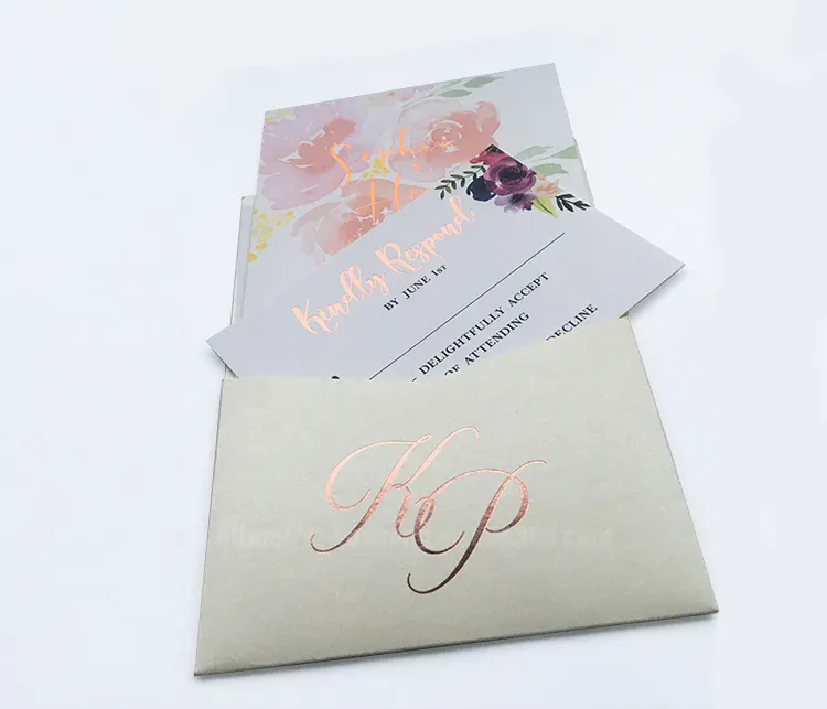 Coloré or invitations de mariage ensembles personnalisé en relief carte d'invitation faite à la main