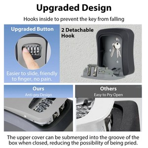 Kết hợp mã & 4 chữ số kỹ thuật số <span class=keywords><strong>Key</strong></span> nhôm an ninh Wall Mount khóa hộp <span class=keywords><strong>Key</strong></span> an toàn lưu trữ cho an toàn két - Product Image 5