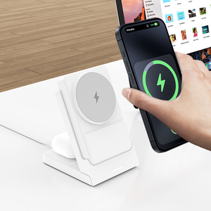 แบตเตอรี่สำรองแบบพกพา 15W ไร้สาย ลิเธียมโพลิเมอร์ 5000mAh พร้อมแท่นชาร์จแม่เหล็ก 2 in 1 - Product Image 3