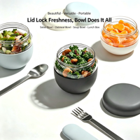 Boîte à lunch en verre borosilicate avec couvercle à vis et manchon en silicone, récipient hermétique pour préparation de repas, idéal pour le bureau et la salle de sport