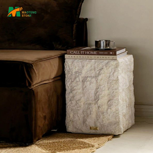 Piedistallo in <span class=keywords><strong>Travertino</strong></span> Beige Naturale Stile Wabi Sabi, Tavolo in Marmo per Ingresso Villa, Appartamento, Hotel, Soggiorno - Product Image 5