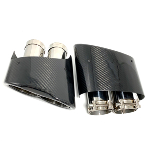 1 paire de embouts d'échappement pour <span class=keywords><strong>Audi</strong></span> A3 A4 A5 A6 A7, mise à niveau vers <span class=keywords><strong>RS3</strong></span> RS4 RS5 RS6 RS7 AK, tuyau d'échappement en fibre de carbone de haute qualité - Product Image 3
