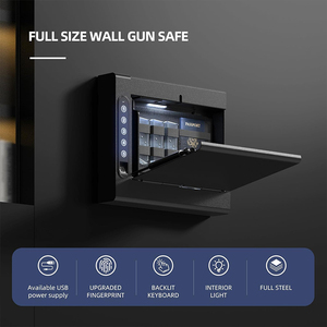 Coffre-fort biométrique mural en acier <span class=keywords><strong>Ilock</strong></span> F8 avec serrure électronique numérique à empreinte digitale, accès rapide pour le stockage d'armes à feu à usage domestique - Product Image 5
