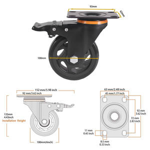 Oem Odm Custom Industrial Stem Caster <b>Wheel</b> With Side Brake Durable Zinc Plated Steel Bracket For Scaffolding Systems - Product Image 4