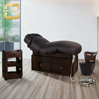 Table de massage électrique à 4 moteurs avec coussin doux pour salon de mémoire, mobilier de salon, table de bien-être brune, lit de traitement électrique