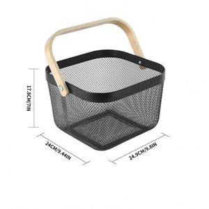 Panier en métal à mailles fines avec poignée, panier de rangement, panier à fruits et légumes - Product Image 2