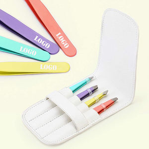 4 In 1 Pincet Voor Wenkbrauwen Professionele Slant Tip Tweezer Set Met Lederen Travel Case - Product Image 6