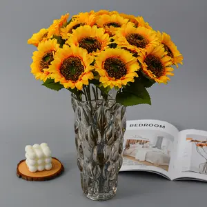 Dekoratif güzel plastik ipek ayçiçeği çiçek yapay dekorasyon ayçiçeği ev dekorasyonu için
