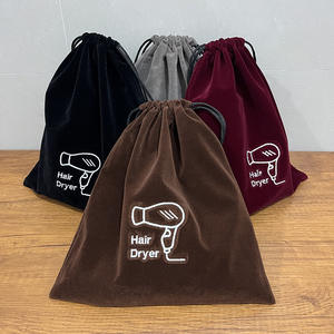 Bolsas de almacenamiento de terciopelo de gama alta con logotipo personalizado para secadores de pelo de hotel Bolsas flocadas personalizables para boutiques de casas de huéspedes - Product Image 2