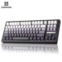 Clavier de jeu mécanique sans fil Zornher ZH870 80% Noir Son Crémeux Personnalisé Touches PBT Translucides RGB Hot-Swappable