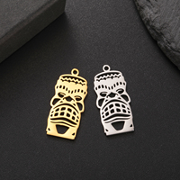 Pendentif Masque de Clown Creux en Acier Inoxydable Plaqué Or PVD pour Hommes et Femmes, Accessoire de Bijouterie pour Collier et Bracelet