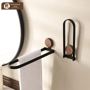 Toallero <span class=keywords><strong>de</strong></span> Acero Inoxidable y Madera, Plegable, Montado en la Pared, Sin Perforaciones, Organizador para Baño, Ducha, Lavabo - Product Image 2