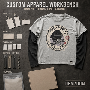 Camiseta de manga larga para hombre, personalizada, 300GSM, con efecto desgastado, estampado gráfico de calavera, dobladillo deshilachado, estilo urbano, efecto dos piezas, OEM OD - Product Image 2