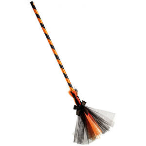 Escoba de Bruja Naranja y Negra de 80 cm - Product Image 1