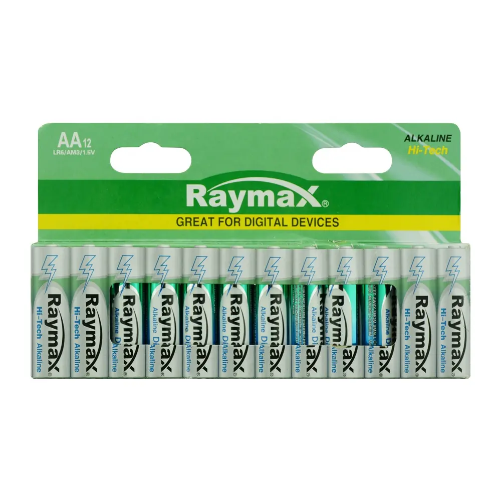 Raymax 1.5v LR6 Paper Blister 12 Count Aa Battery Alkaline Pilas Primary Alkaline Batteries Dry Battery