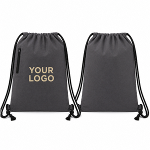 Sac à cordon en coton économique avec points de renforcement, pochette à logo personnalisé pour cadeaux d'entreprise haut de gamme - Product Image 1