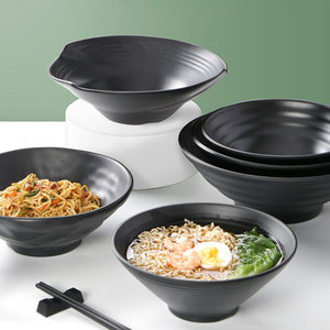 Bol à ramen en mélamine incassable <span class=keywords><strong>noir</strong></span> <span class=keywords><strong>mat</strong></span>, bols profonds pour soupe et nouilles, bols de service japonais et coréens en mélamine - Product Image 2