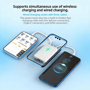 Batteries externes 10000mAh avec écran LED, chargeur sans fil et câbles, <span class=keywords><strong>3</strong></span> en 1, charge rapide, magnétique, pour téléphone portable, cadeau - Product Image 4