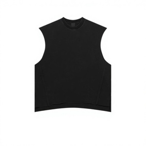 Débardeur en coton sans manches pour homme, col rond, couleur unie, tricoté, décontracté, gris, beige, marron, noir, débardeurs oversize pour homme - Product Image 3