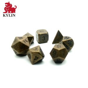 Cobre antiguo de Metal sólido dados poliédricos de cobre Metal juego de dados para calabozos y dragones dados de rol Juegos - Product Image 1