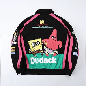 Wholesale Custom Oversized Vintage Racing <strong>Jacket</strong> Heavy Weight Embroidery <strong>Patches</strong> Y2K Streetwear Bomber <strong>Jacket</strong> - Product Image 3