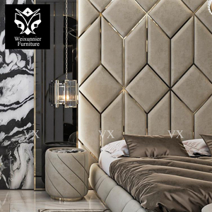 Set di camere da <span class=keywords><strong>letto</strong></span> King Size personalizzato in fabbrica <span class=keywords><strong>letto</strong></span> in tessuto imbottito alto <span class=keywords><strong>testiera</strong></span> in acciaio inox 3 anni di lusso sfondo <span class=keywords><strong>muro</strong></span> - Product Image 6