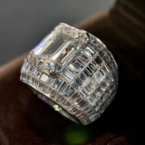 مجوهرات رجالية راقية ، حلقة ماسية مدورة مجوفة بقطع قيراط ، خاتم خطوبة كاتدرائية ، خاتم زفاف ماسي. - Product Image 2