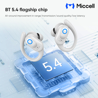 Écouteurs sans fil Miccell Open-Ear pour le sport, étanches IPX5, avec commandes tactiles, indicateur LED et port Type-C