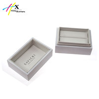 Fabricant d'emballage de Guangzhou Boîte à bagues de mariage en bois pour couple avec doublure en velours laqué blanc mat personnalisé