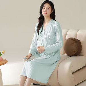 Autumn <strong>Maternity</strong> Nightdress Nursing Dress Nighty <strong>Maternity</strong> <strong>Hospital</strong> Nightgown Modal comfort Sleepwear Breastfeeding <strong>Pajamas</strong> - Product Image 6