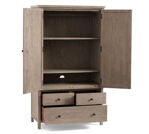 Toulouse Armoire garde-manger Armoire 2 portes en bois massif manufacturé Grande armoire de rangement avec 3 tiroirs - Product Image 3